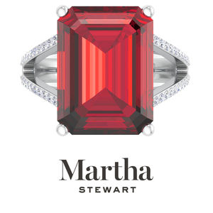 Martha Stewart 10 1/4 Carat Emerald Cut Ruby and Diamond Ring